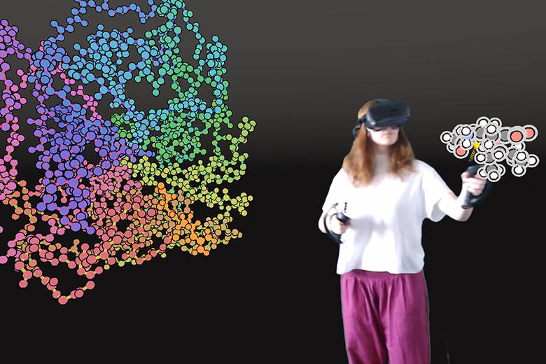 photo of phd student wearing vr