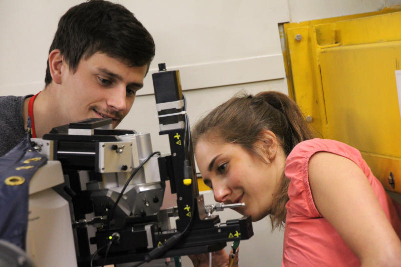 photo of cat hub students working on experiment