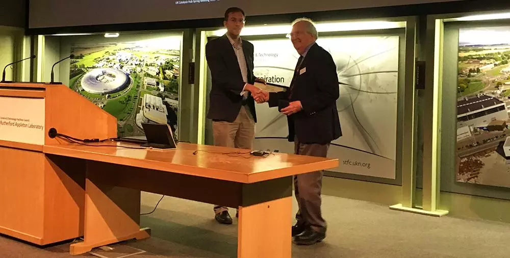 Photo of James paterson receiving JMT prize in 2019